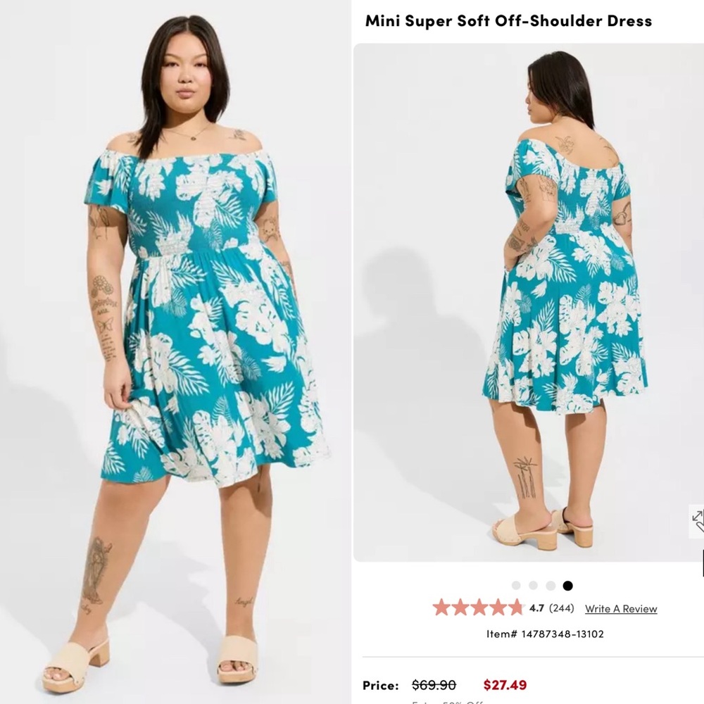 Torrid Super Soft Off-Shoulder Dress in Biscay Bay
